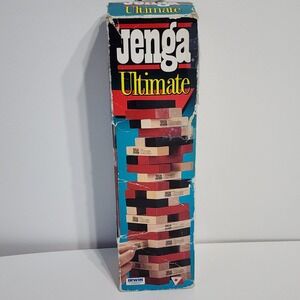 VTG 1995 Irwin Jenga Ultimate Board Game Family Coloured Wood‎ Blocks Stack Dice